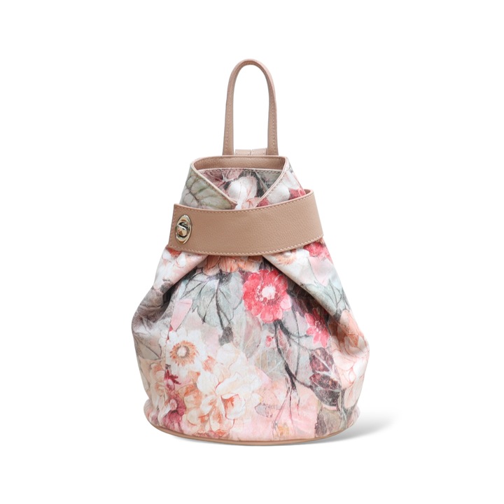 Модна дамска раница Moranti Diana-M, естествена кожа, пудра, подложка А4