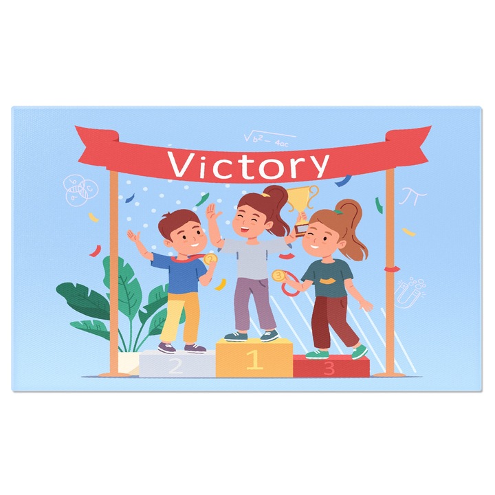 Картина на платно "Победа" на трите деца на различни места, две момичета на 1-во и 3-то място и едно момче на 2-ро място 120x80CM
