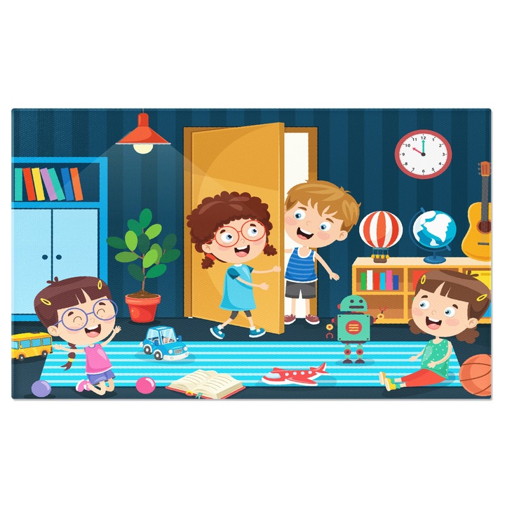 Картина на платно Детска градина Деца, които играят заедно, стая за момичета и момчето на вратата 100x70CM
