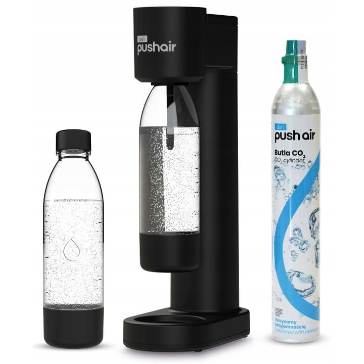 Set Saturator apa PUSHAIR Dafi + CO2 cartus + 0.7 sticla Negru
