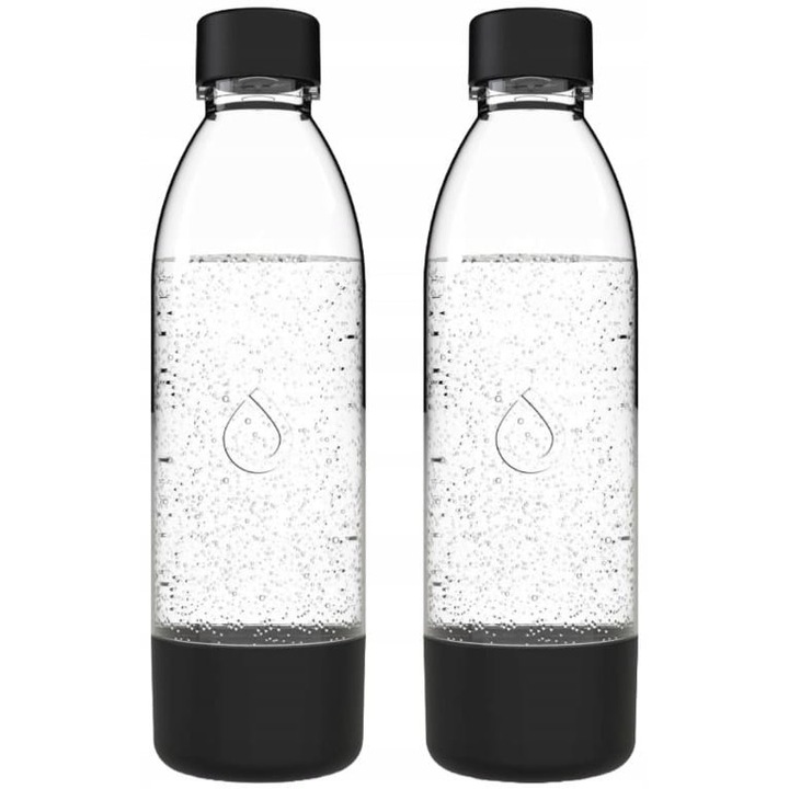 Set 2 butelii pentru saturator Dafi PushAir, 0.7L, negru