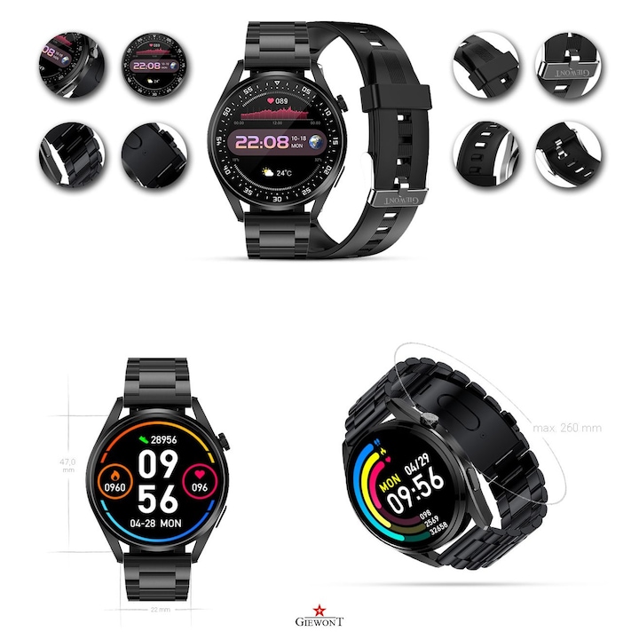 Ceas Sport Fitness Tracker Smartwatch C6T 9993721 Negru