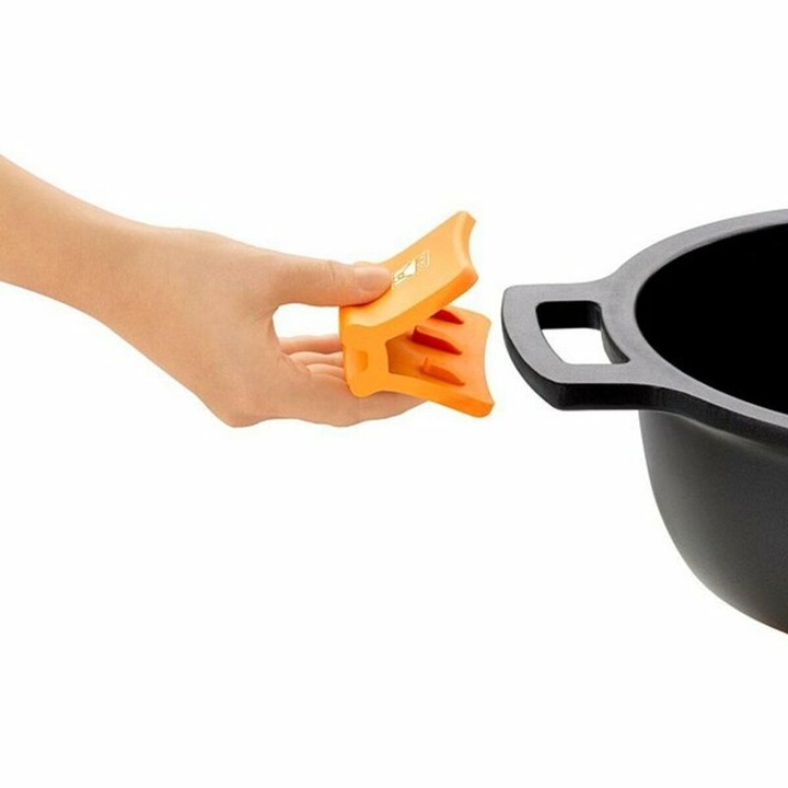 Oala cu capac din sticla BRA, aluminiu, negru, 5,7L, 28cm