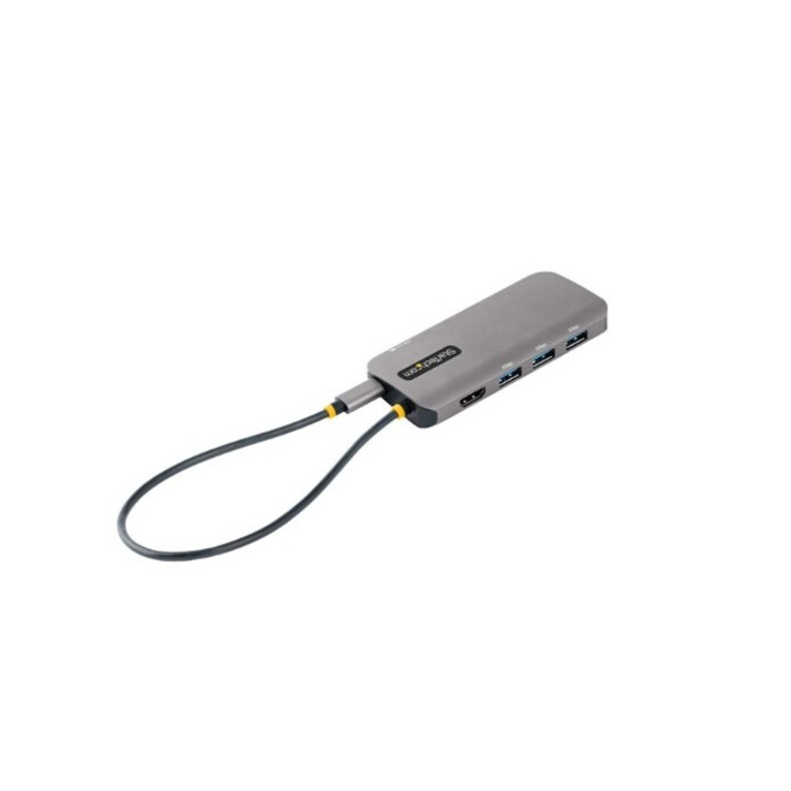 USB хъб, Startech, 127B-USBC-MULTIPORT, 4K Ultra HD, 5 Gbit/s, HDMI, Ethernet, 3xUSB A, USB C, сив