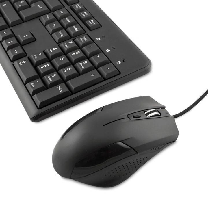Set Tastatura si Mouse CoolBox COO-KTR-01U, 105 Taste, USB, Optic, 1600dpi, Negru, 1.5m