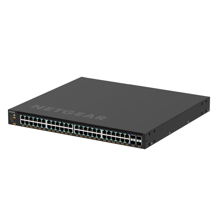 NetGear nem menedzselt switch, 48xRJ45, PoE, fekete, 1U
