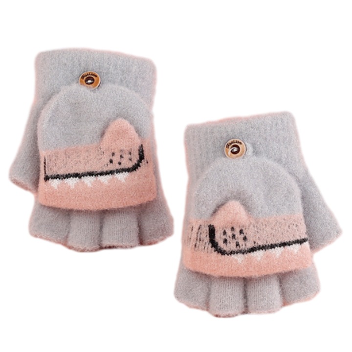 QttvbTna gyerekkesztyű, meleg, kötött, világosszürke