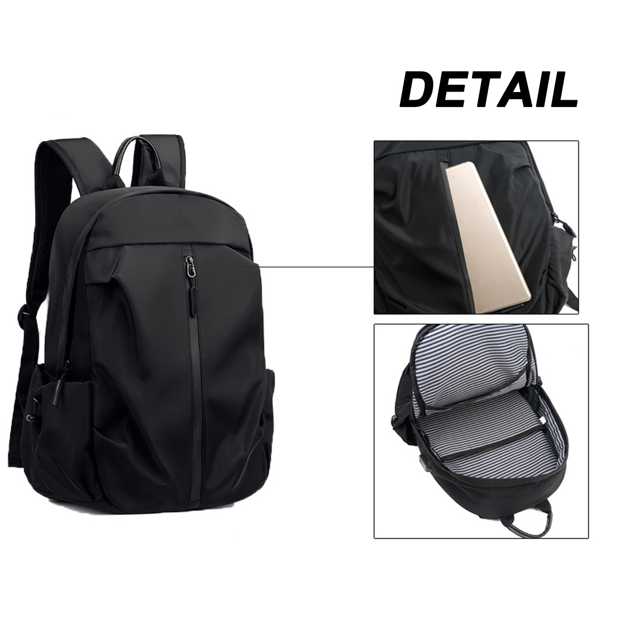 Rucsac pentru femei si barbati, rucsac de calatorie rezistent la apa, rucsac de zi, negru