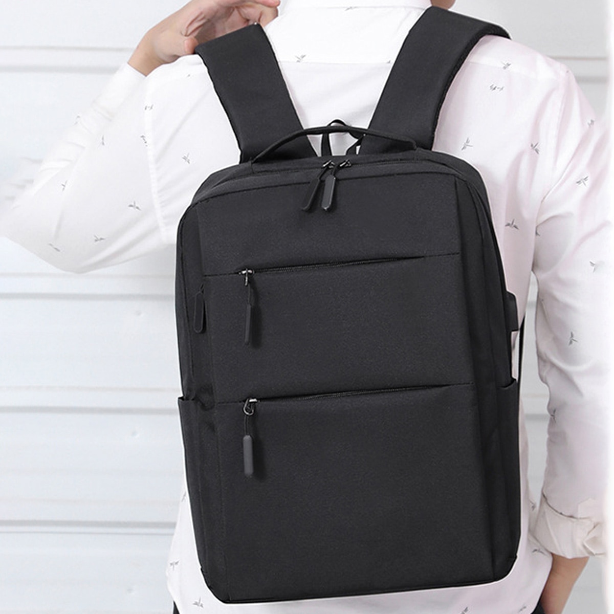 Rucsac laptop multifunctional, port USB, antifurt, negru, 42x30x12cm
