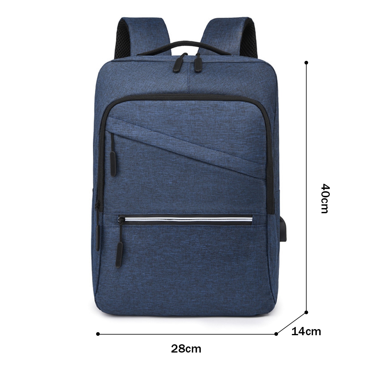 Rucsac laptop, Nylon/Poliester, USB, Pentru laptop 15.6", Albastru