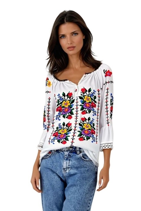 Bluza tip ie dama R46, Alb/Mov