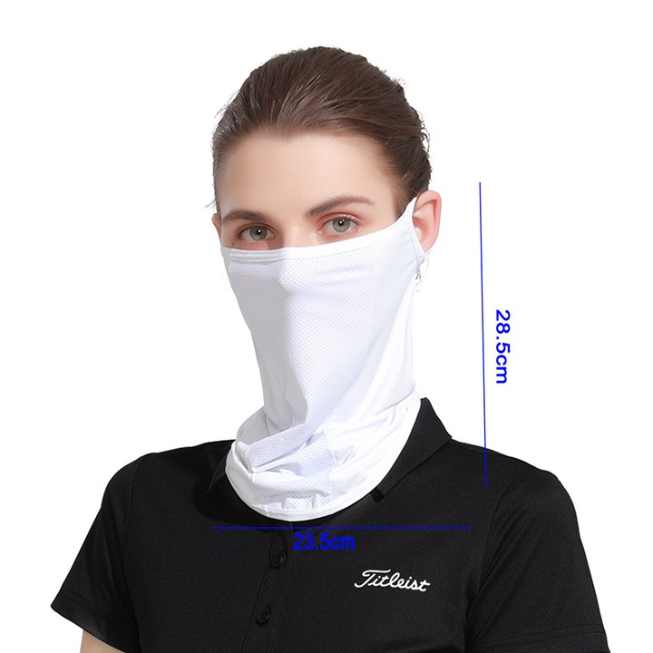 Esarfa sport, BGHYHYHI, Nailon, Protectie solara 50, Unisex, 28.5 x 23.5 cm, Alb