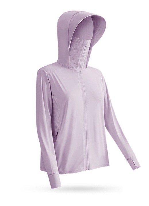 QttvbTna női napvédő kabát, légáteresztő hosszú ujjal és kapucnival, lila, XL