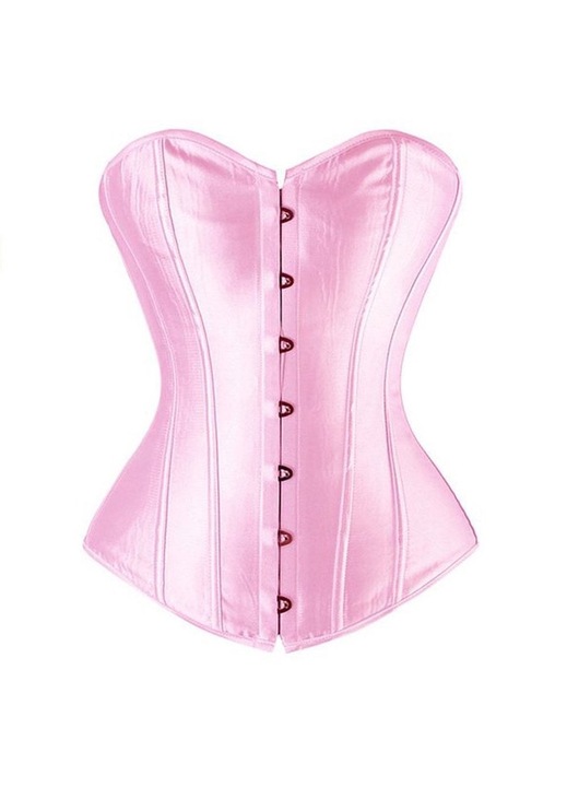 Корсет QttvbTna, Сатенена дантела, Розов, Розово