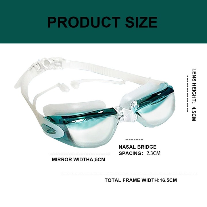 Felnőtt úszószemüveg, páramentes, vízálló, füldugóval és orrcsipesszel, szett