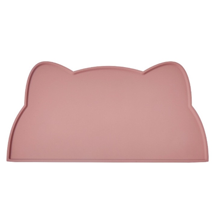 Тава за котешка храна QttvbTna, силиконова, неплъзгаща се, повдигнати ръбове, лесна за съхранение, розова