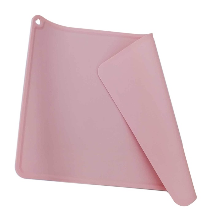 QttvbTna vízálló kisállat szőnyeg, szilikon, emelt élek, könnyen tisztítható, rózsaszín