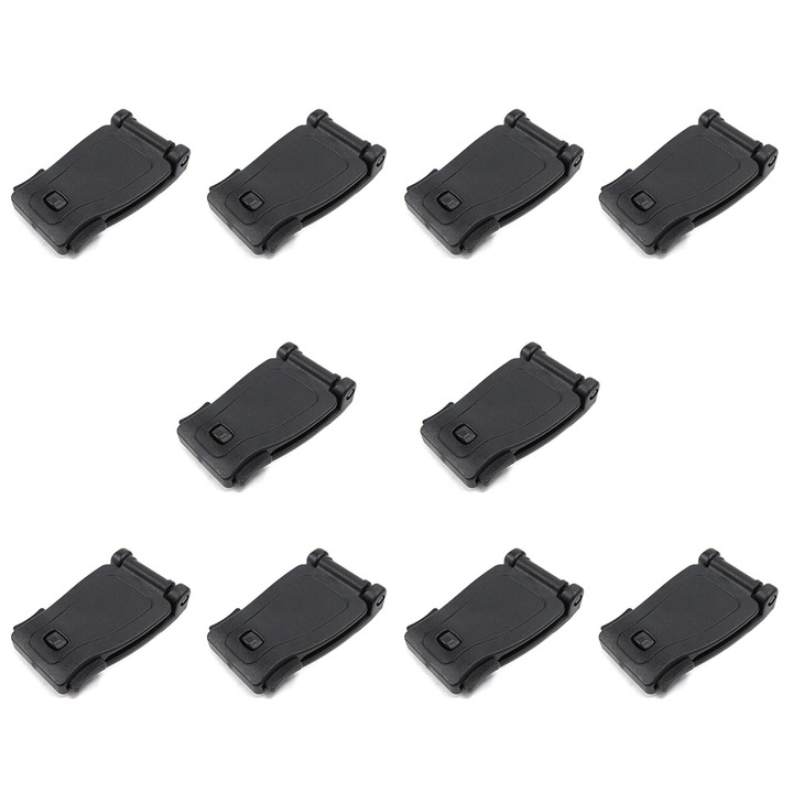 10 db-os csatcsat készlet, QttvbTna, nejlon / műanyag / acél, 30 mm-es övekhez, 3 cm, fekete