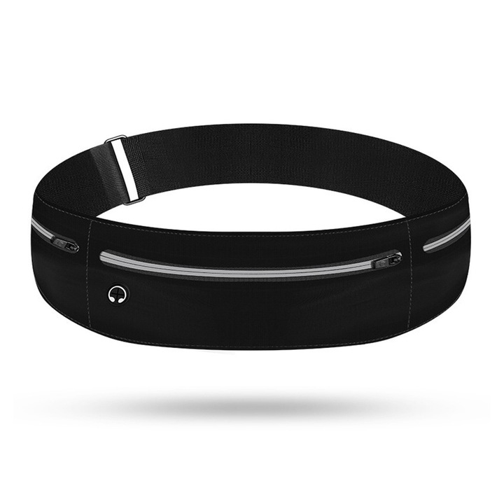QttvbTna futótáska, vízálló, fejhallgató lyukkal, unisex, fekete