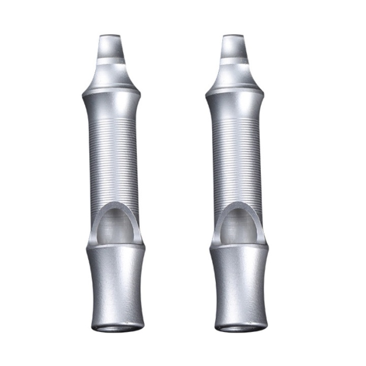 Set 2 fluiere de supravietuire, aluminiu, 120 db, 8 x 1 cm, argintiu