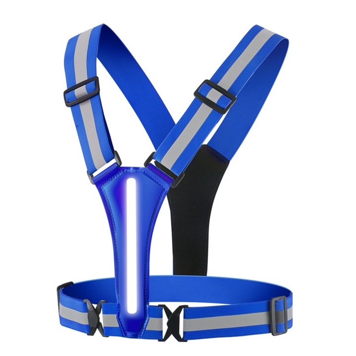 Светлоотразителна жилетка QttvbTna, регулируема, с висока видимост, унисекс, синьо/сива