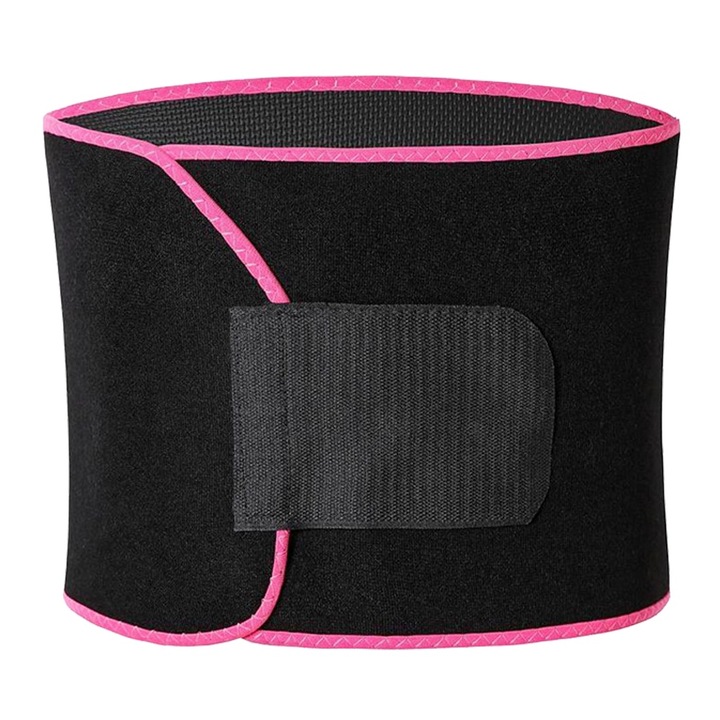 Karcsúsító öv, QttvbTna, szauna hatás, deréktámasz, neoprén, L, fekete/rózsaszín