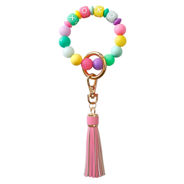 Csuklókulcs QttvbTna, világító szilikon, gyöngyök, többszínű