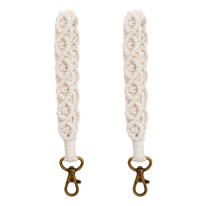 2 db csuklós kulcstartó készlet, QttvbTna, pamut, fehér