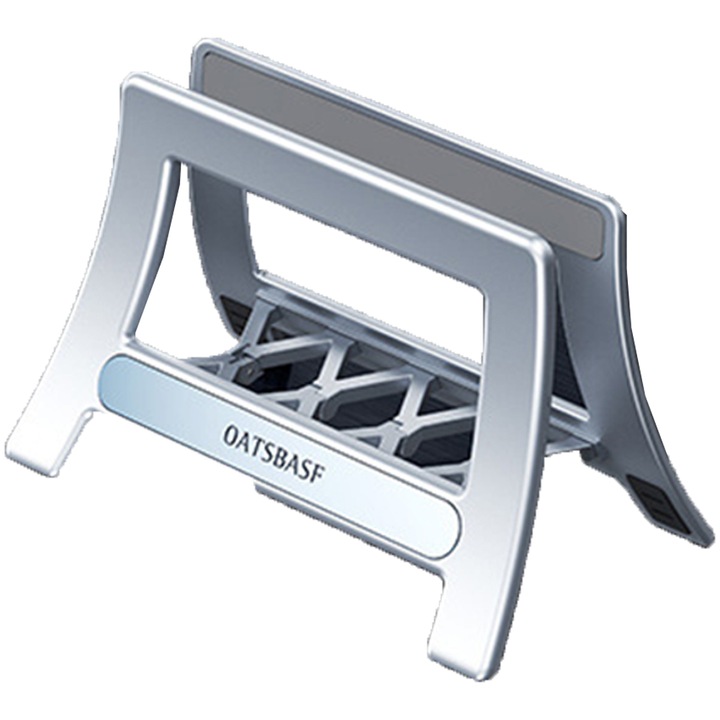 Suport vertical pentru laptop si tableta QttvbTna, structura de suport gravitational, antiderapant, negru