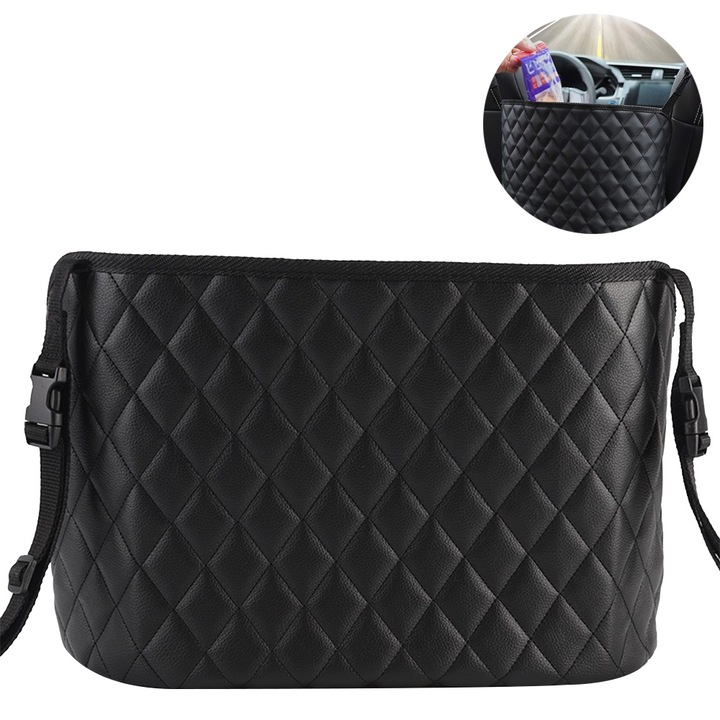 Suport auto pentru geanta, organizator din piele, negru, 41x13x2cm, set 1 buc.