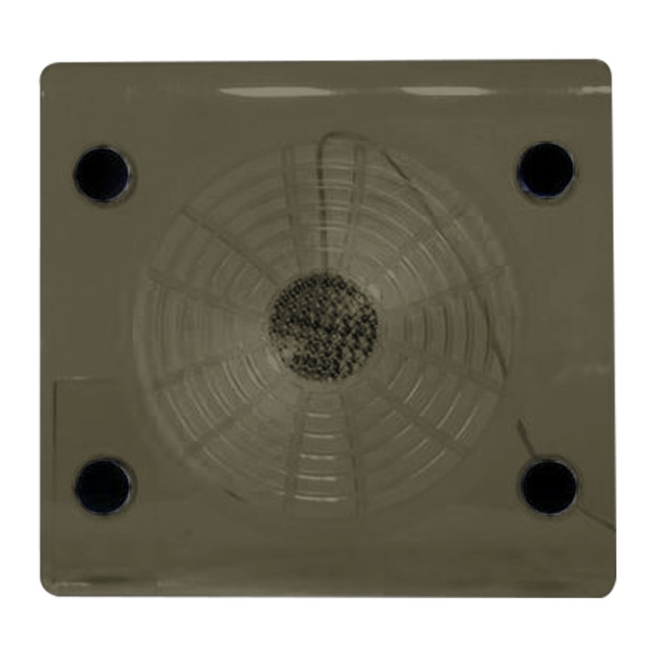 Suport racire laptop QttvbTna, design cristal transparent, cu ventilator mare, USB, alb cu maro, 18.8x18.8x3cm