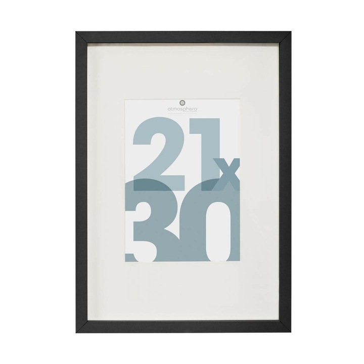 Rama foto clasica, Atmosphera Createur d'interieur, MDF/Sticla, 21x30cm, Negru