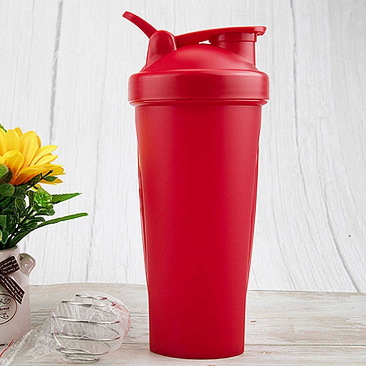 Бутилка за протеинов шейкър QttvbTna, 600 ml, с топка за смесване от неръждаема стомана, 9,5x7x21,5 cm