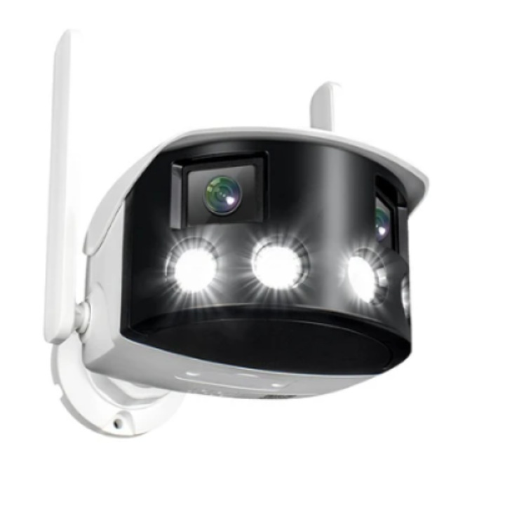 4MPX, WI-FI Външна, Двойна, Панорамна камера, 180°, Два обектива, Микрофон, Нощно виждане, Детектор за движение, Слот за SD карта, Черна