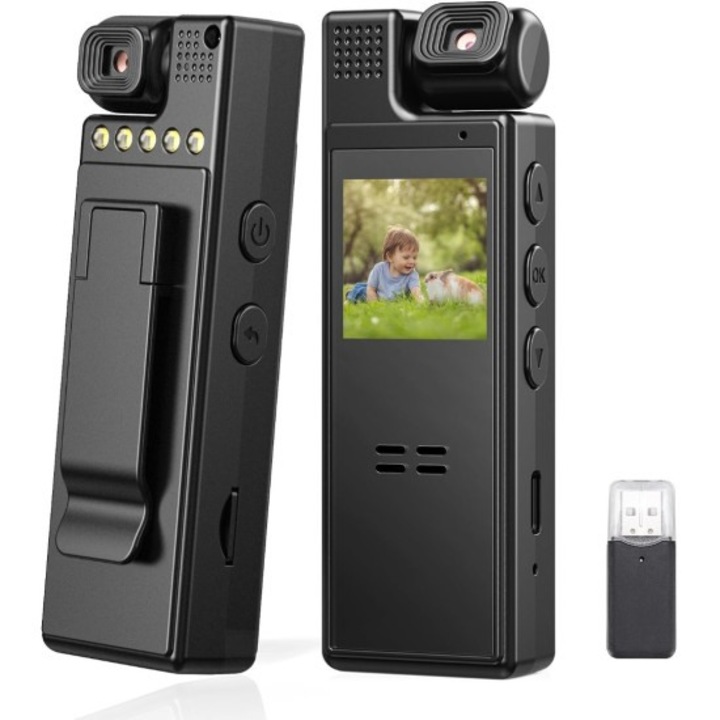 Camera ascunsa, 180 de grade, 1080p, 1200mAh, Negru