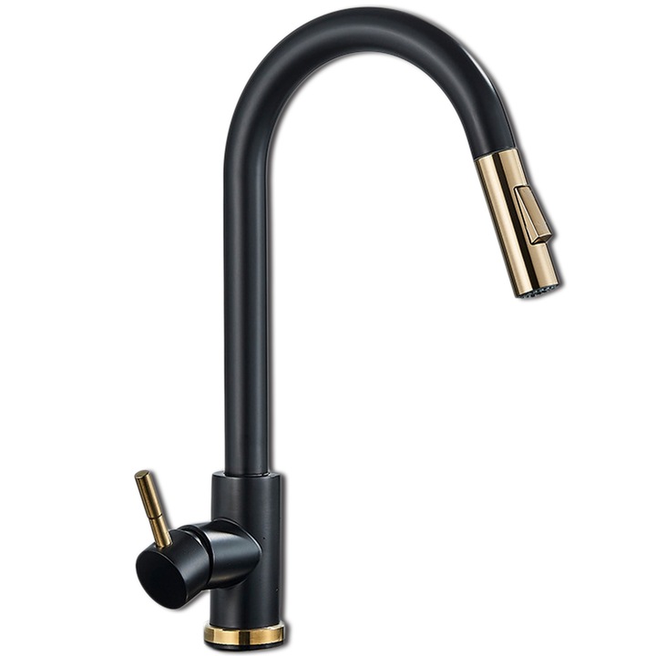 Szaniter csap mosogatóhoz, forgó, fekete arannyal, 35mm