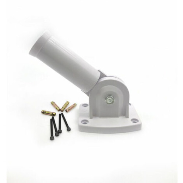 Suport ajustabil pentru steag, montare pe perete, aliaj aluminiu, alb, 8.5x10x8.5cm