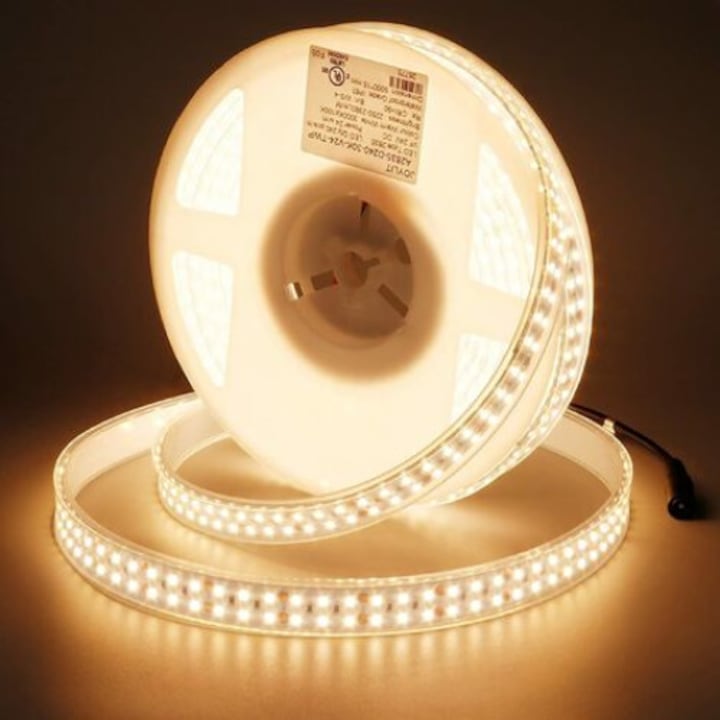 Banda LED, 5M, Ultra Luminos, 120W, 11200lm, CRI 90+, Alb Cald 3000K, IP67, 24V, 10 Clipsuri Fixare