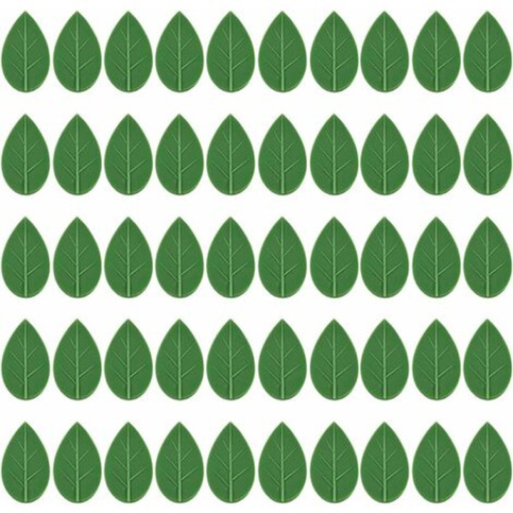 Set 50 clipsuri fixare plante, verzi, autoadezive, 20x30mm, cu 60 stickere transparente