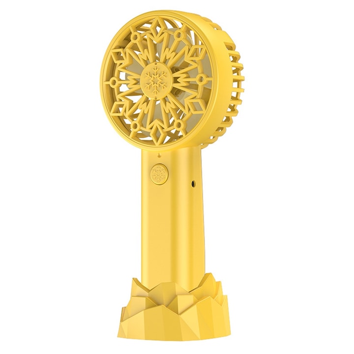 Ventilator portabil de buzunar, viteze reglabile, silentios, incarcare USB, galben