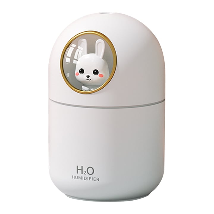 Hordozható párásító éjszakai fénnyel, 2 permetezési móddal, automatikus kikapcsolás, USB, fehér