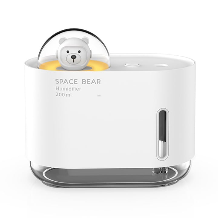 Hordozható párásító éjszakai fénnyel, 2 permetezési móddal, automatikus kikapcsolás, USB, fehér