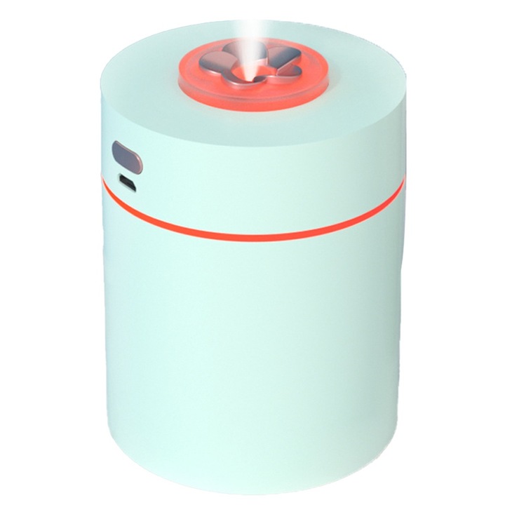 Hordozható párásító éjszakai fénnyel, 7 színben, automatikus leállással, 240 ml, zöld