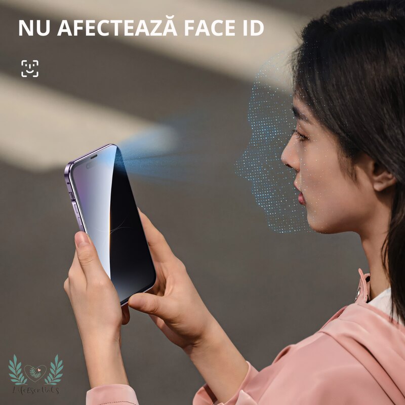 Folie de protectie ecran, full screen, rezistenta la zgarieturi si socuri, margine neagra, pentru iPhone 14 Pro