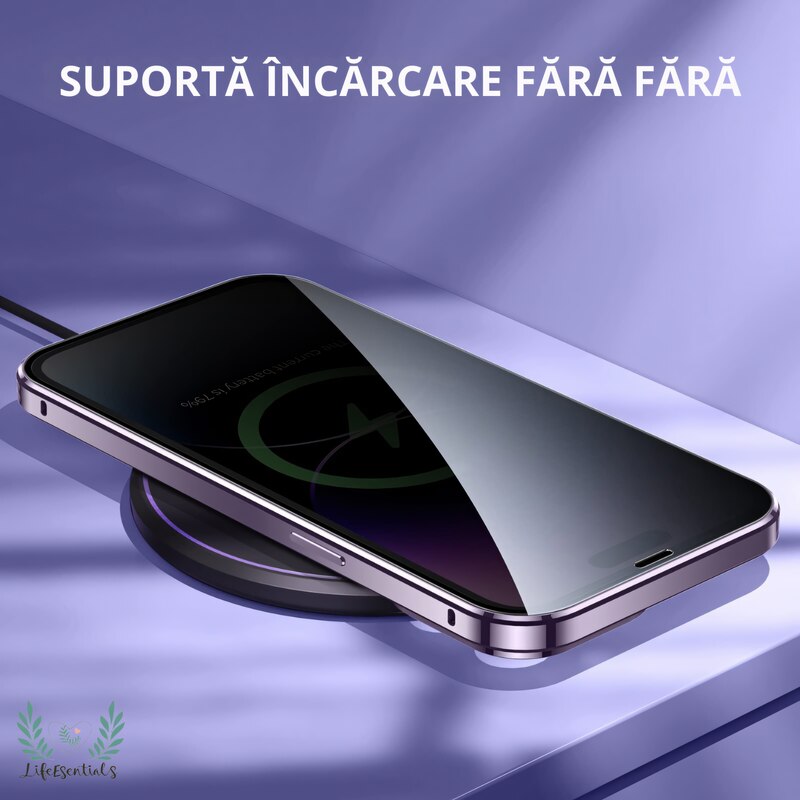 Folie de protectie ecran, full screen, rezistenta la zgarieturi si socuri, margine neagra, pentru iPhone 14 Pro