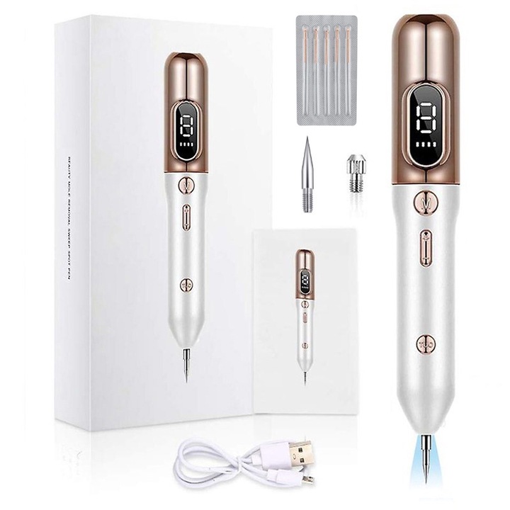 LXNZUHN писалка за премахване на бенки, 9 интензитета, LCD екран, златиста, 190x28x29 mm