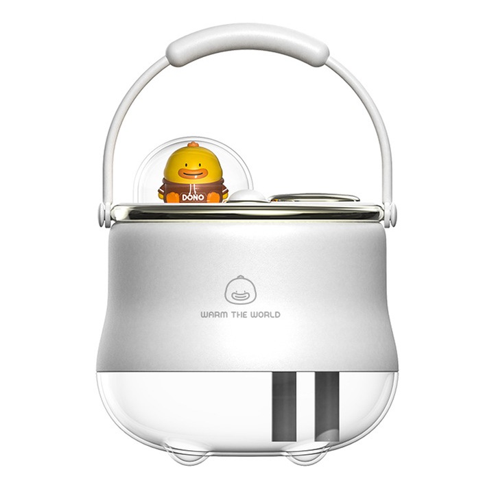 Hordozható párásító, 400 ml, csendes működés, éjszakai fény, 3 permetezési mód, automatikus leállítás, 112x112x122,5 mm