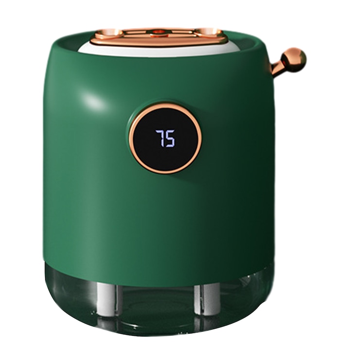 Hordozható párásító, 500 ml, automatikus kikapcsolás, éjszakai fény, fehér/zöld, 138x124x115mm