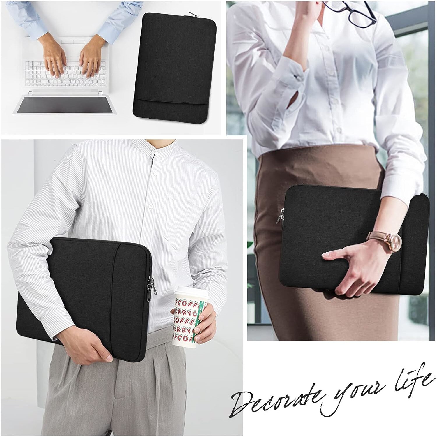 Husa laptop impermeabila, protectie tripla, negru, 14 inch, cu buzunar pentru accesorii