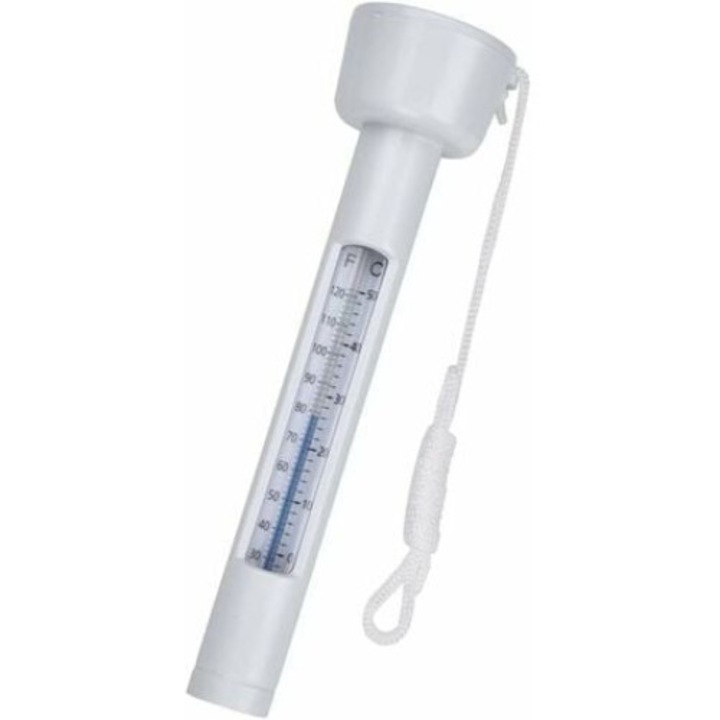 Termometru pentru piscina, Masurare in Fahrenheit si Celsius, Alb